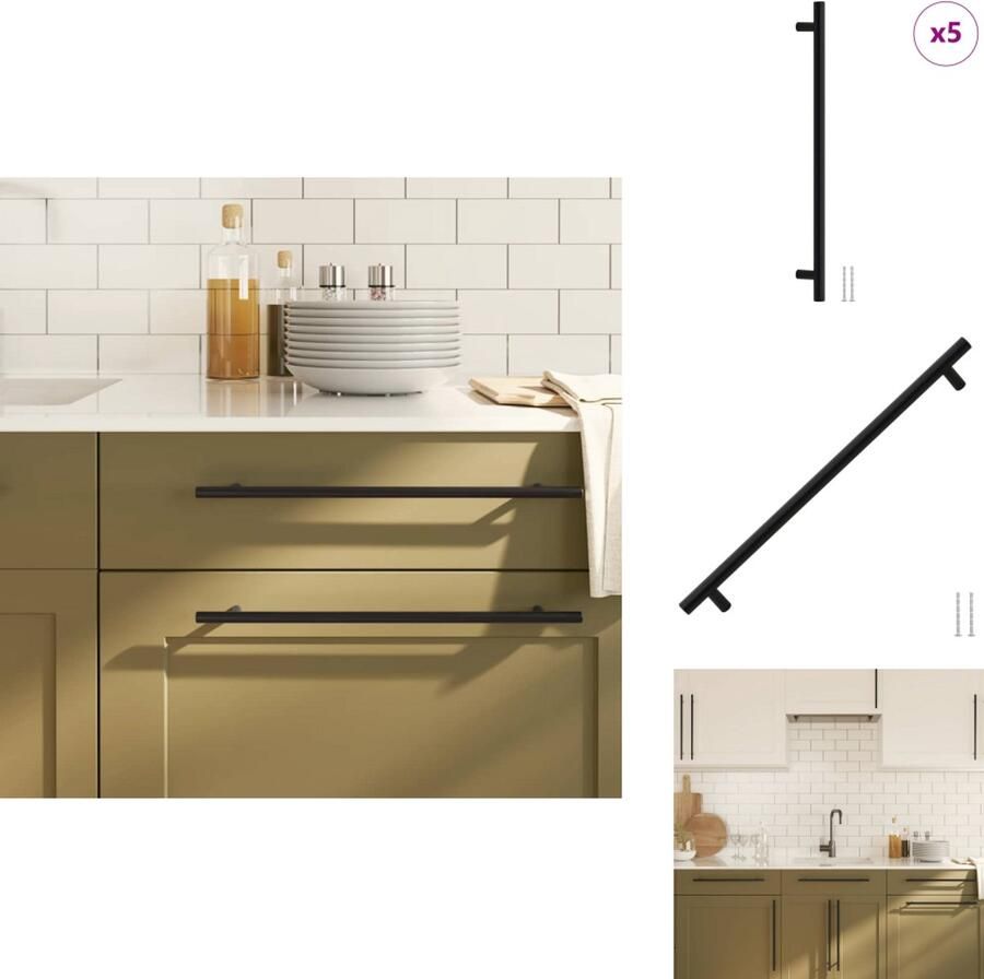 VidaXL Handvat Handvatten Handgreep Voor Kast Handgreep Handvatten 5 st 320 mm roestvrij staal zwart
