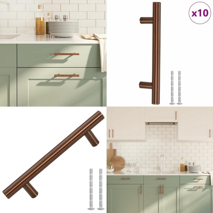 VidaXL Handvatten 10 st 96 mm roestvrij staal bronskleurig Handvat Handvatten Handgreep Voor Kast Handgreep