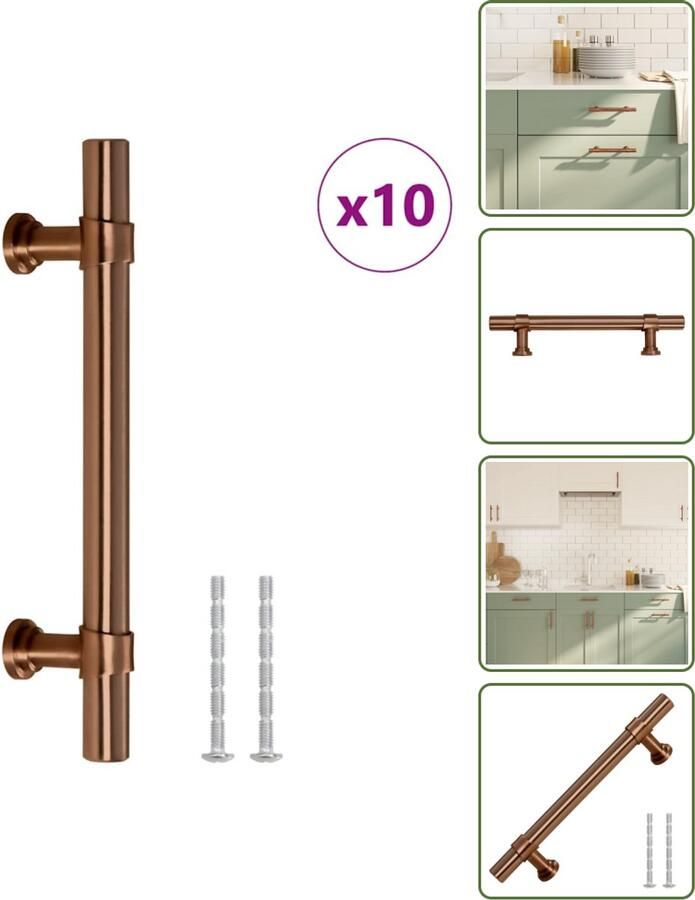 VidaXL Handvatten 10 stuks 96 mm RVS Bronskleurig Vintage Meubelgrepen voor Kasten en Lades Meubelhandgrepen Vintage Handgrepen Roestvaststalen Handgrepen Brons Handgrepen Keukenhandgrepen