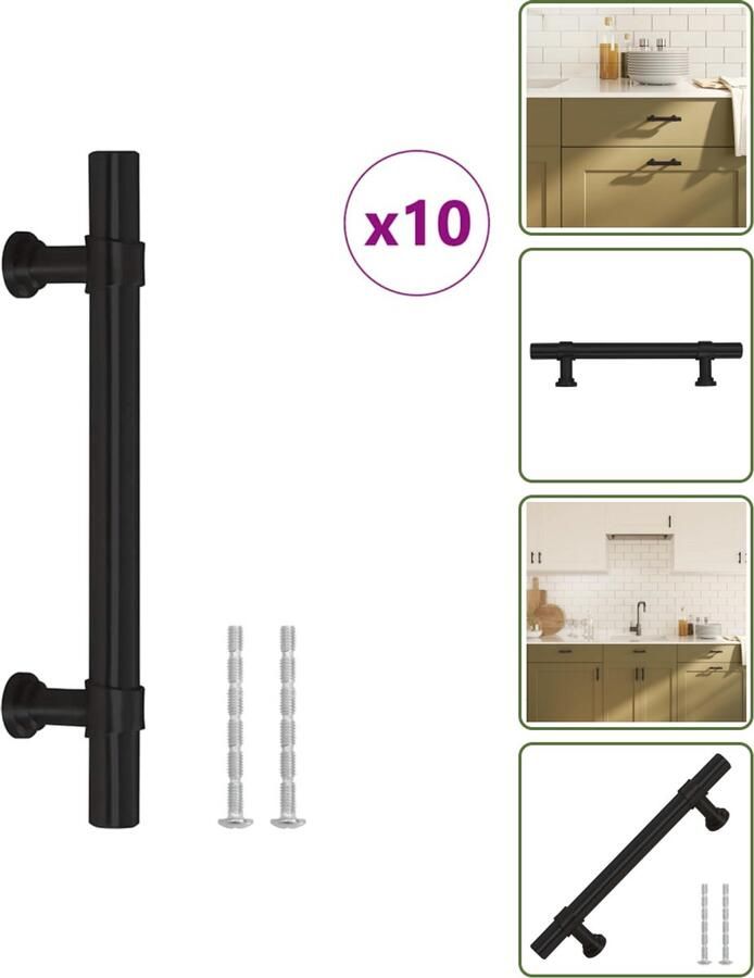VidaXL Handvatten 10 stuks 96 mm RVS Zwart Vintage Meubelgrepen voor Kasten en Lades Meubelhandgrepen Vintage Handgrepen Zwarte Handgrepen Roestvaststalen Handgrepen Keukenhandgrepen