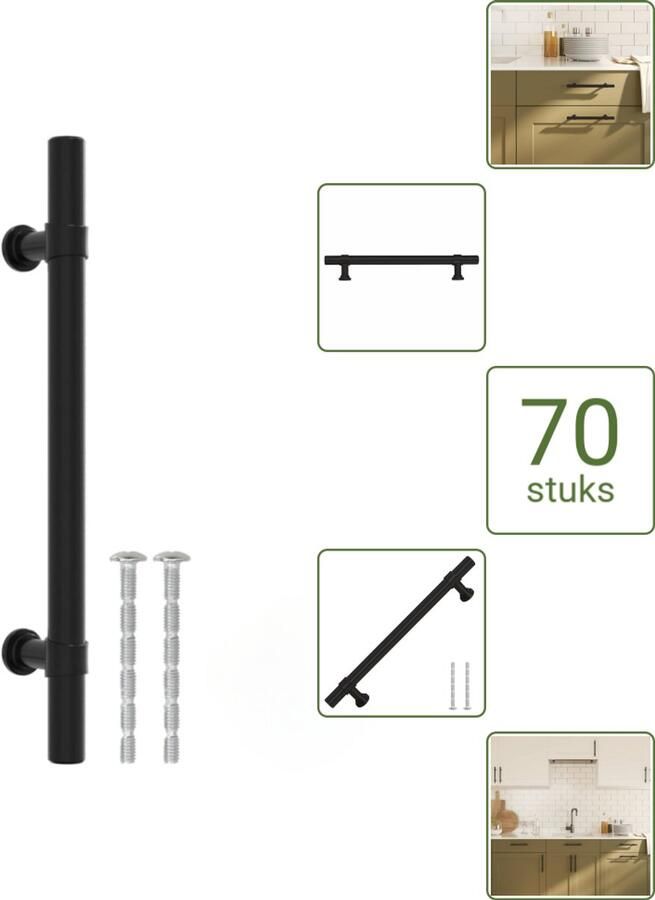 VidaXL Handvatten 128 mm RVS Zwart Vintage Meubelgrepen voor Kasten en Lades Voordeelverpakking 70 stuks