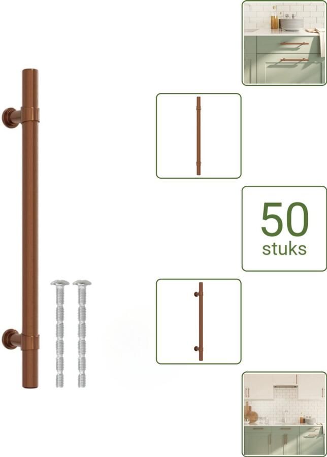 VidaXL Handvatten 160 mm RVS Bronskleurig Vintage Meubelgrepen voor Kasten en Lades Voordeelverpakking 50 stuks