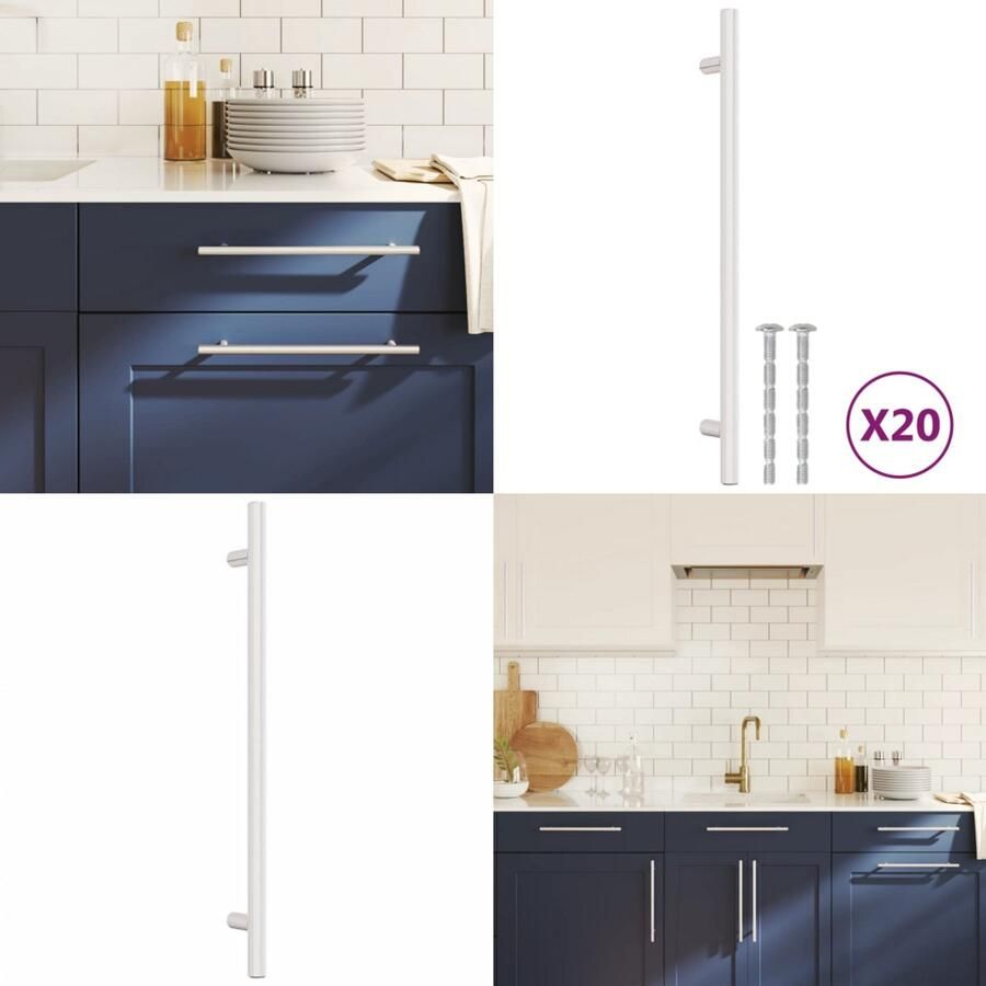 VidaXL Handvatten 20 st 224 mm roestvrij staal zilverkleurig Handvat Handvatten Handgreep Voor Kast Handgreep