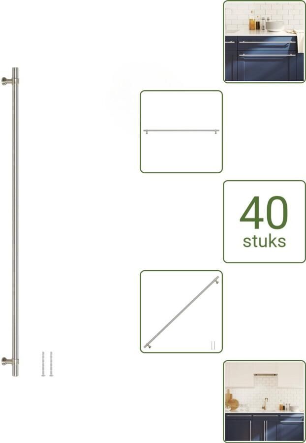 VidaXL Handvatten 480 mm RVS Zilverkleurig – Vintage Meubelgrepen voor Kasten en Lades Voordeelverpakking 40 stuks
