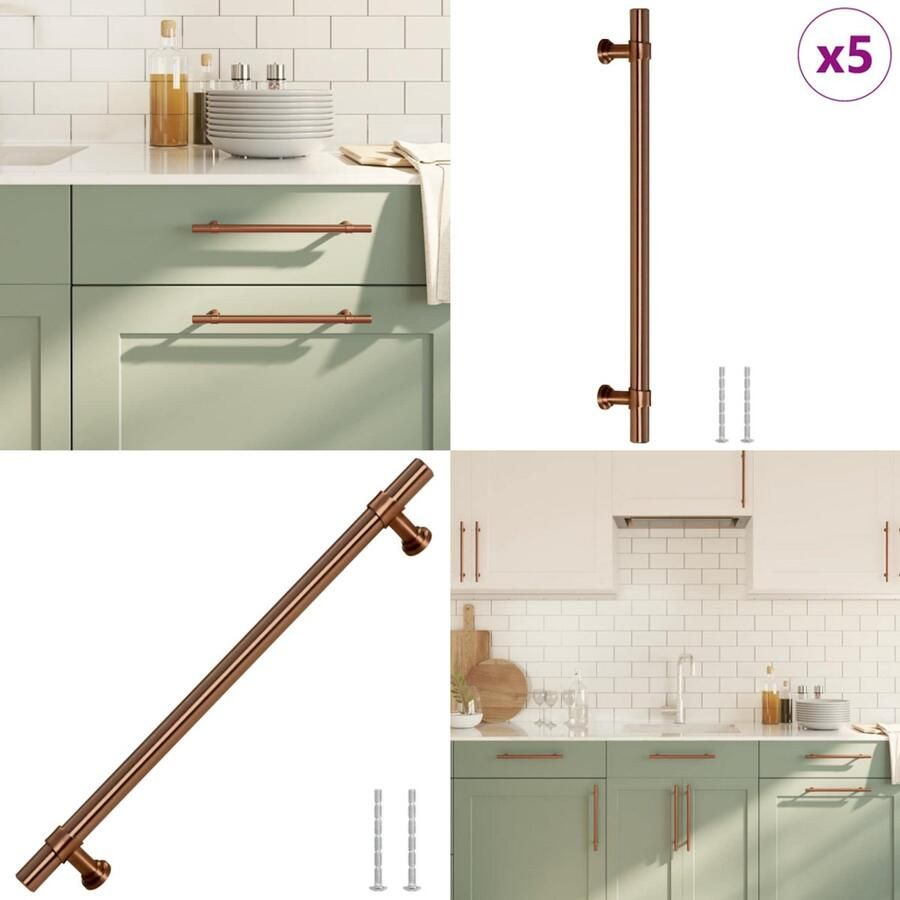 VidaXL Handvatten 5 st 192 mm roestvrij staal bronskleurig Handvat Handvatten Handgreep Voor Kast Handgreep