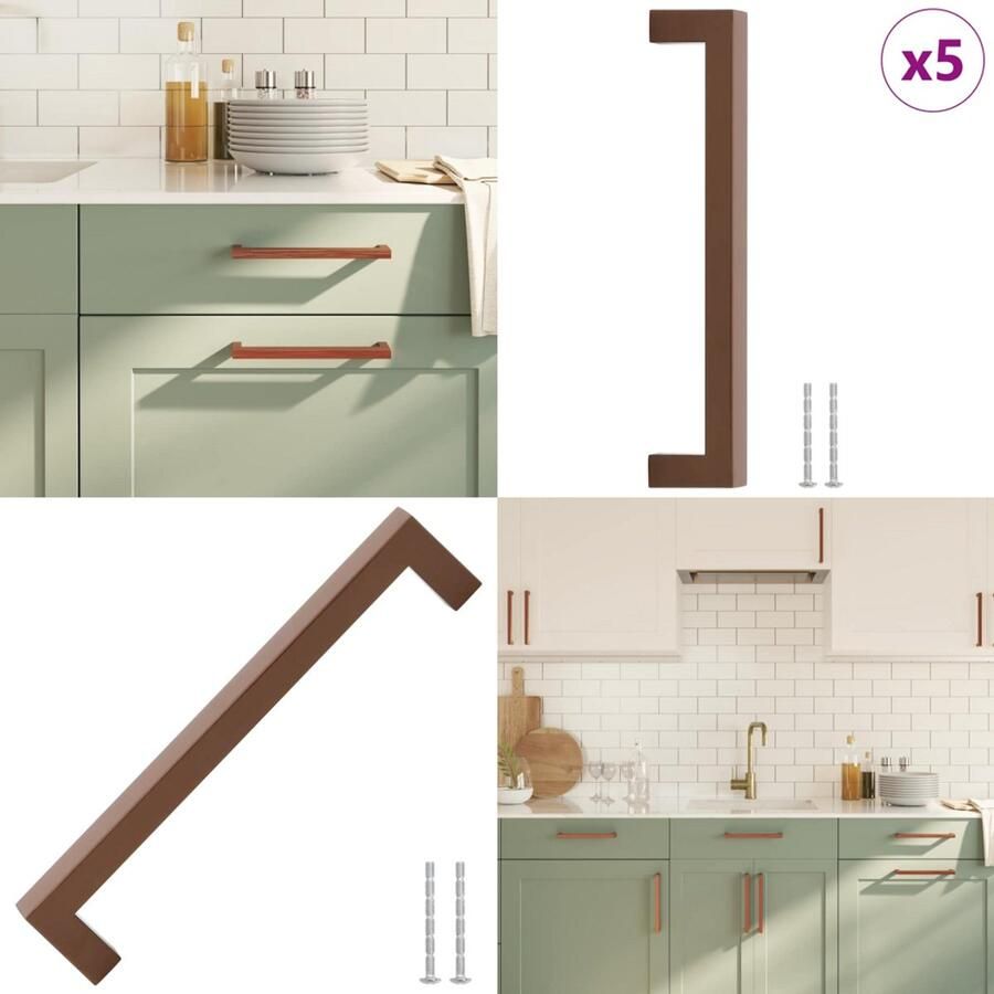 VidaXL Handvatten 5 st 192 mm roestvrij staal bronskleurig Handvat Handvatten Handgreep Voor Kast Handgreep
