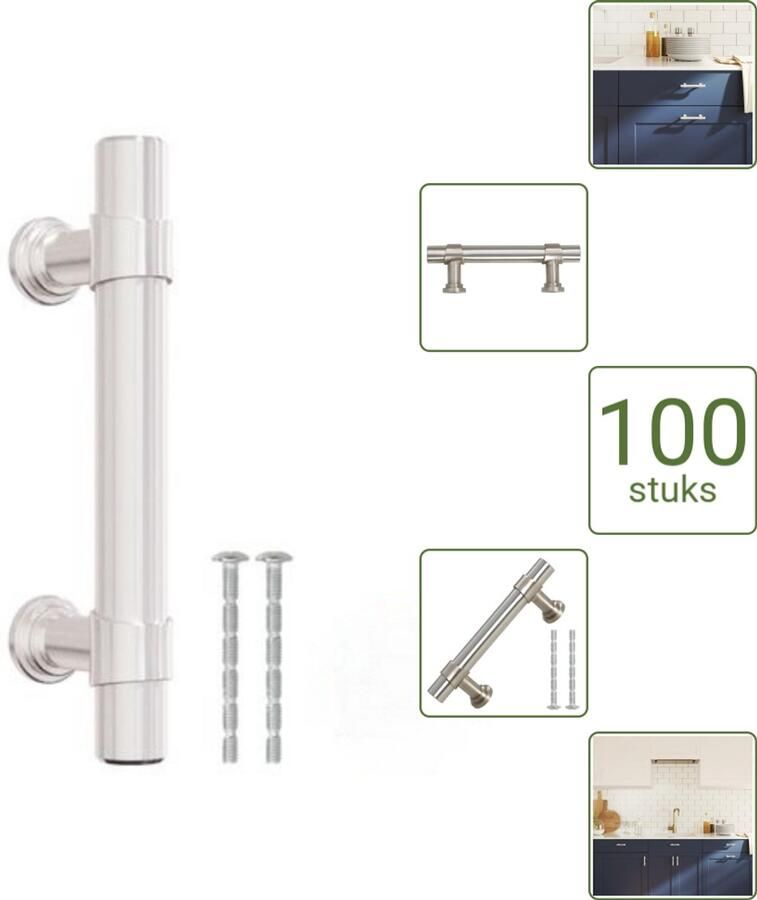 VidaXL Handvatten 64 mm RVS Zilverkleurig Vintage Meubelgrepen voor Kasten en Lades Voordeelverpakking 100 stuks