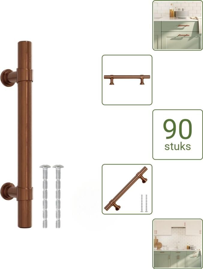 VidaXL Handvatten 96 mm RVS Bronskleurig Vintage Meubelgrepen voor Kasten en Lades Voordeelverpakking 90 stuks