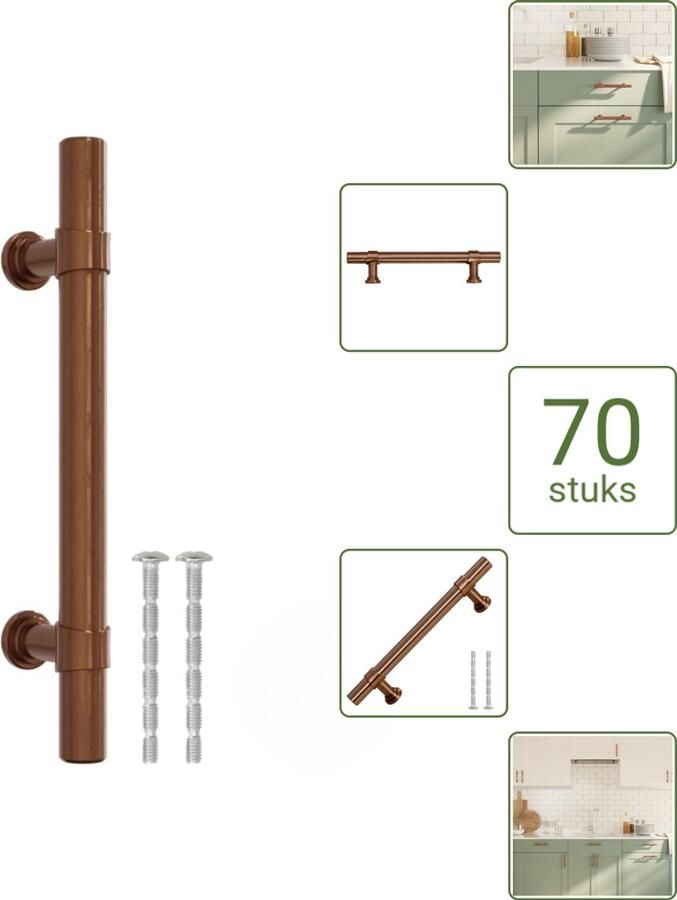 VidaXL Handvatten 96 mm RVS Bronskleurig Vintage Meubelgrepen voor Kasten en Lades Voordeelverpakking 70 stuks