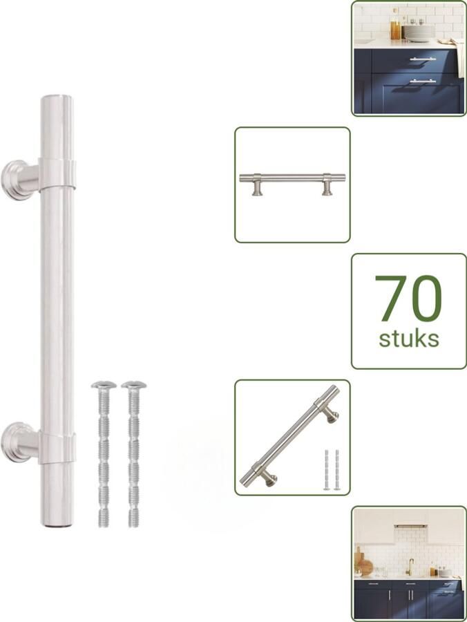 VidaXL Handvatten 96 mm RVS Zilverkleurig Vintage Meubelgrepen voor Kasten en Lades Voordeelverpakking 70 stuks