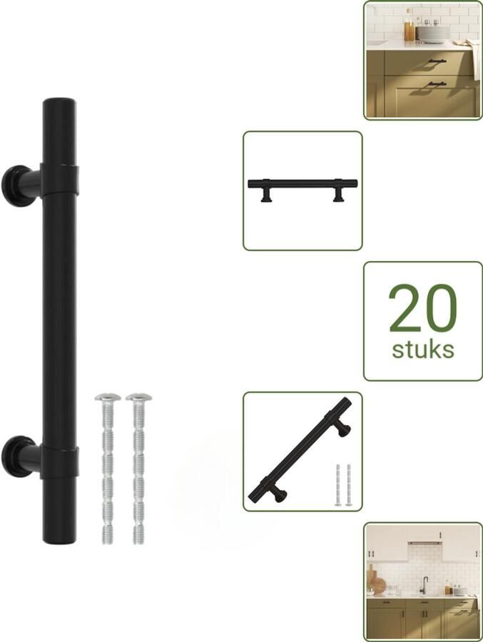 VidaXL Handvatten 96 mm RVS Zwart Vintage Meubelgrepen voor Kasten en Lades Voordeelverpakking 20 stuks