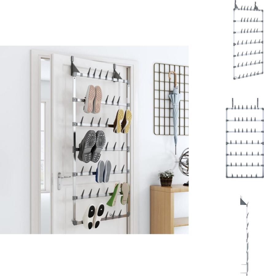 VidaXL Hangend Schoenenrek Hangende Schoenenrekken Opbergrek Voor Schoenen Schoenenstellage Schoenenrek hangend 66x13x139 cm zilverkleurig