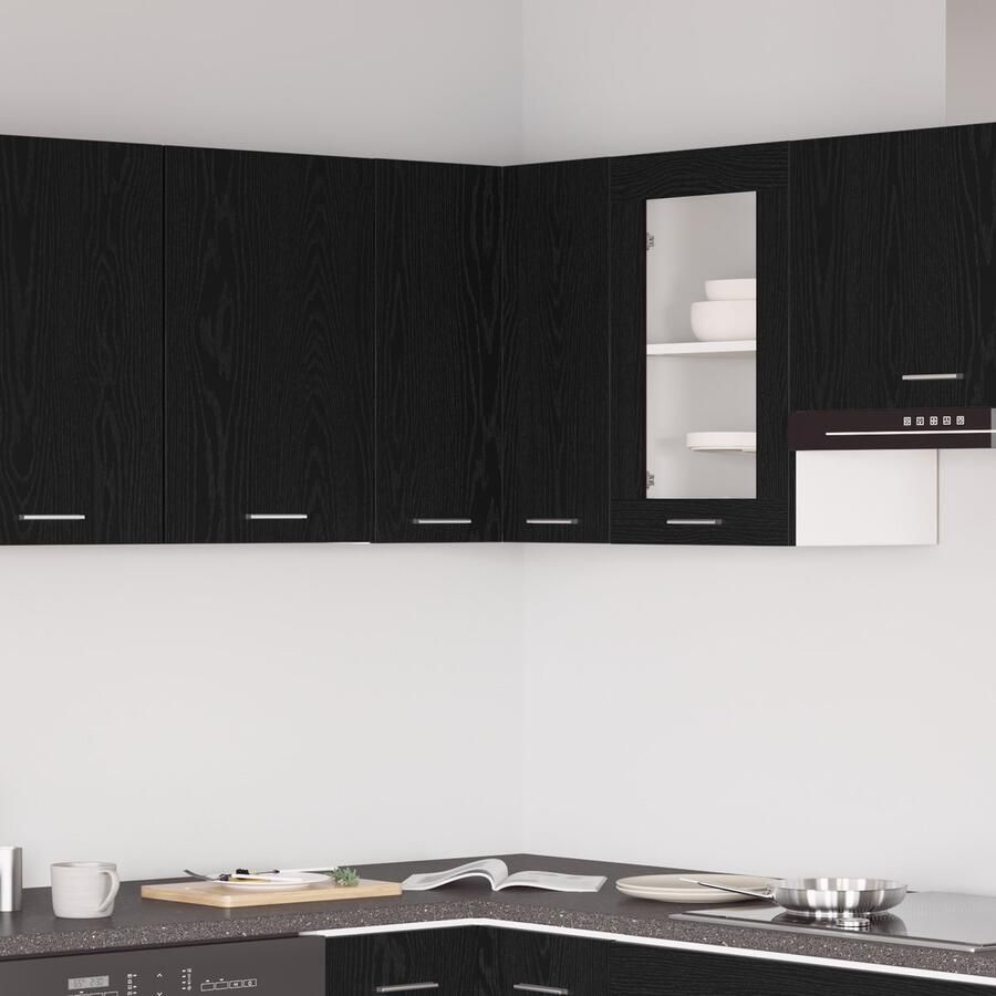 VidaXL Hangende Hoekkast Zwart Eiken 57 x 57 x 60 cm Gemaakt van Composiet Hout