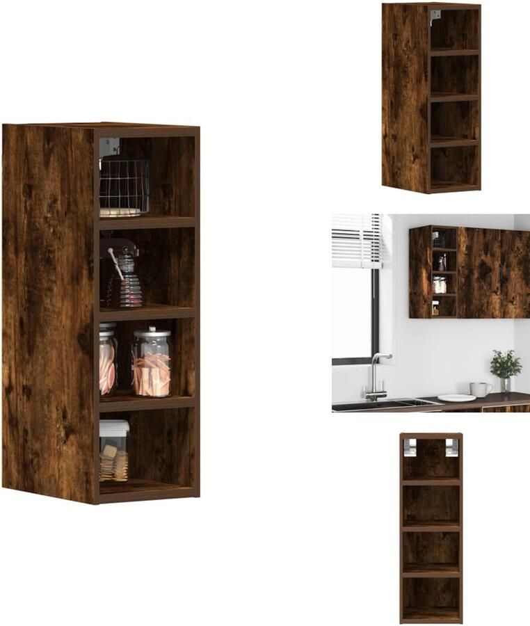 VidaXL Hangende Kast Hangende Kasten Keukenkast Opbergkast Hangkast 20x29 5x60 cm bewerkt hout gerookt eikenkleurig