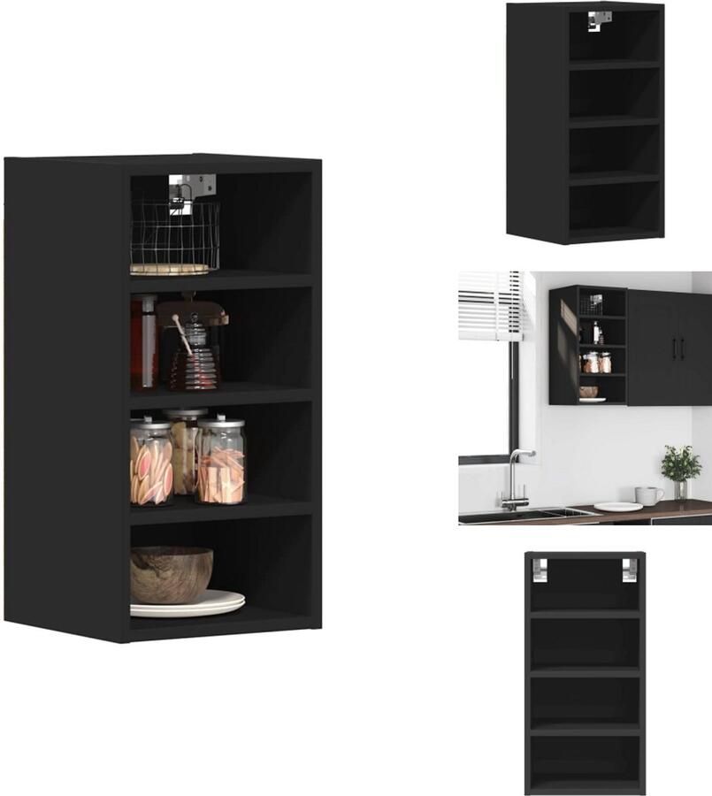 VidaXL Hangende Kast Hangende Kasten Keukenkast Opbergkast Hangkast 30x29 5x60 cm bewerkt hout zwart
