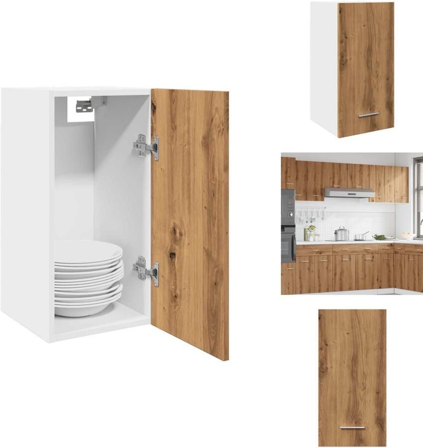 VidaXL Hangende Kast Hangende Kasten Keukenkast Opbergkast Hangkast 30x31x60 cm bewerkt hout artisanaal eikenkleur