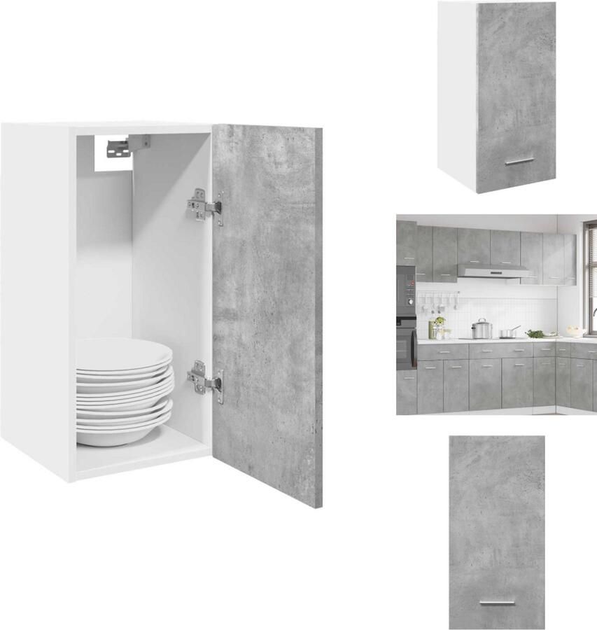 VidaXL Hangende Kast Hangende Kasten Keukenkast Opbergkast Hangkast 30x31x60 cm bewerkt hout betongrijs