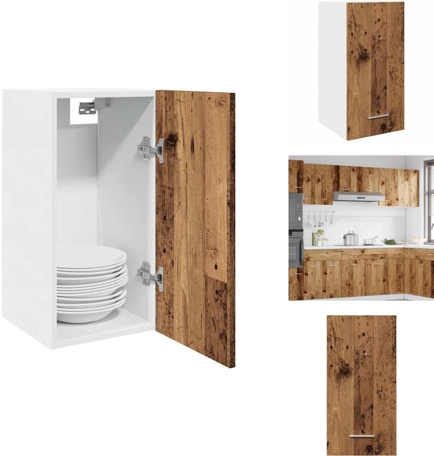 VidaXL Hangende Kast Hangende Kasten Keukenkast Opbergkast Hangkast 30x31x60 cm bewerkt hout oud houtkleurig