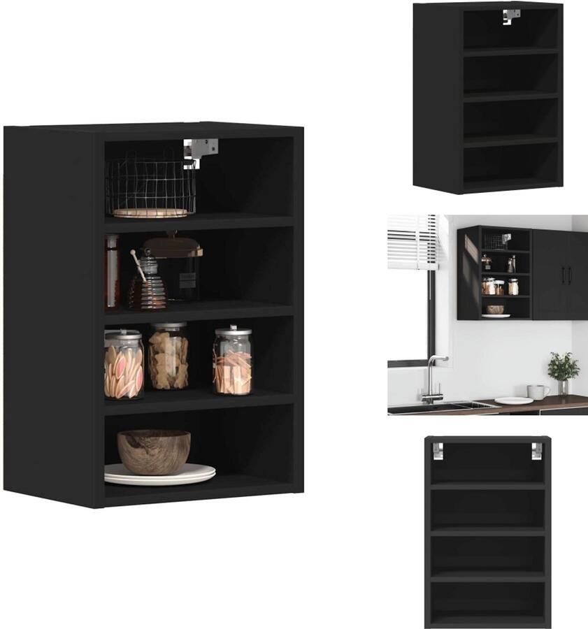 VidaXL Hangende Kast Hangende Kasten Keukenkast Opbergkast Hangkast 40x29 5x60 cm bewerkt hout zwart