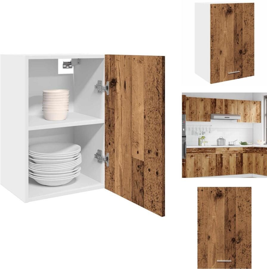 VidaXL Hangende Kast Hangende Kasten Keukenkast Opbergkast Hangkast 40x31x60 cm bewerkt hout oud houtkleurig