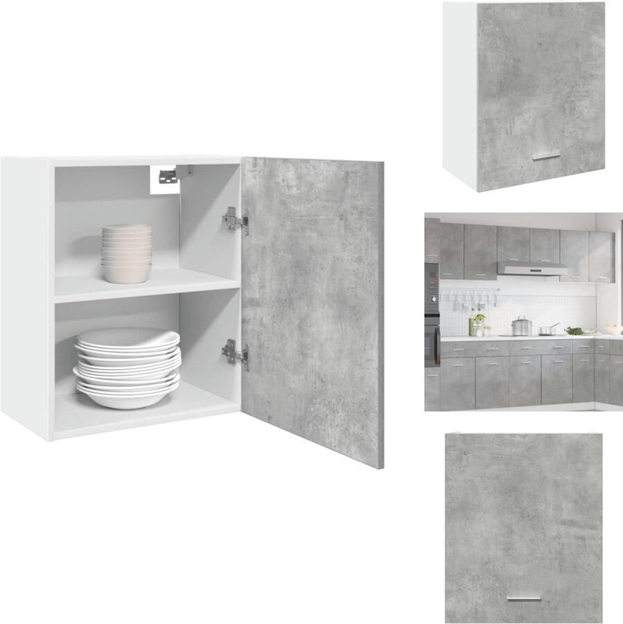 VidaXL Hangende Kast Hangende Kasten Keukenkast Opbergkast Hangkast 50x31x60 cm bewerkt hout betongrijs