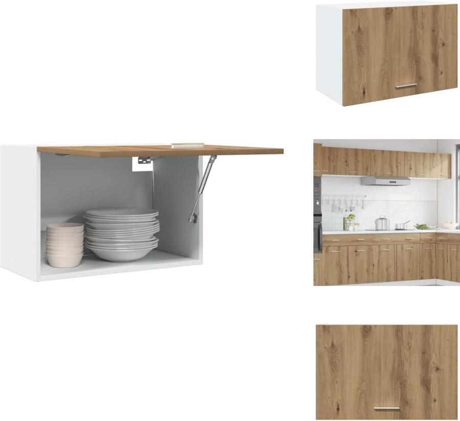 VidaXL Hangende Kast Hangende Kasten Keukenkast Opbergkast Hangkast 60x31x40 cm bewerkt hout artisanaal eikenkleur
