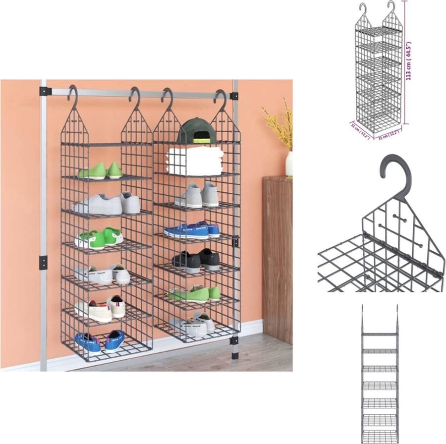 VidaXL Hangende Kastorganiser Hangende Kastorganisers Kastorganiser Kastopberger Hangende kastorganisers 2 st met 7 schappen