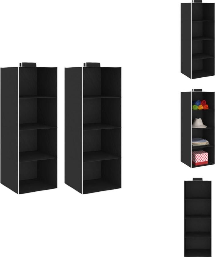 VidaXL Hangende Organiser Hangende Organisers Kledingkastorganiser Kledingkastorganisers Kledingorganisers hangend 2 st met 4 schappen stof