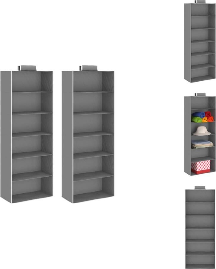 VidaXL Hangende Organiser Hangende Organisers Kledingkastorganiser Kledingkastorganisers Kledingorganisers hangend 2 st met 6 schappen stof