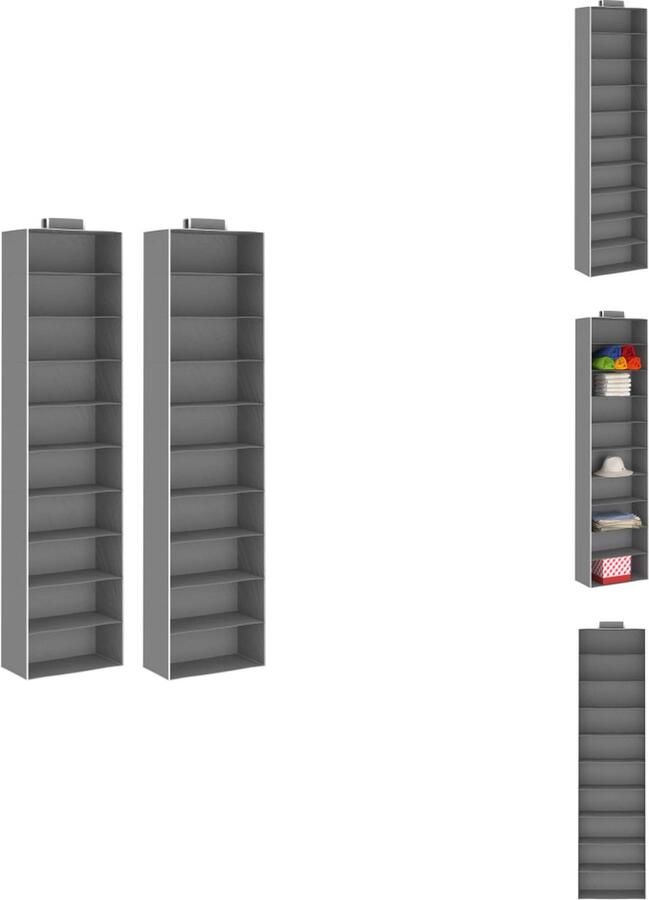 VidaXL Hangende Organiser Hangende Organisers Kledingkastorganiser Kledingkastorganisers Kledingorganisers hangend 2 st met 10 schappen stof