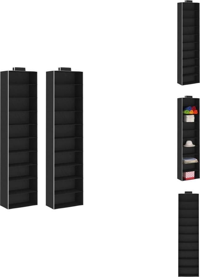 VidaXL Hangende Organiser Hangende Organisers Kledingkastorganiser Kledingkastorganisers Kledingorganisers hangend 2 st met 10 schappen stof