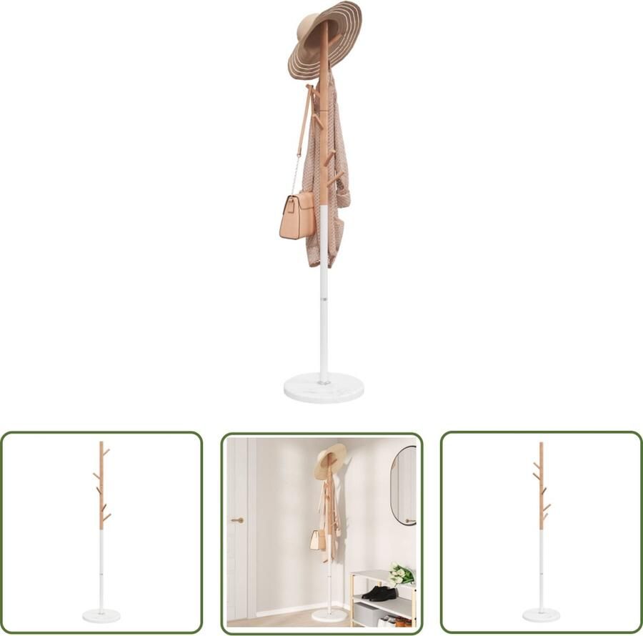 The Living Store Kapstok IJzer en Beukenhout 172 cm Ruime opbergruimte Kapstok Hangers Garderobe Entryway Furniture Hallstand
