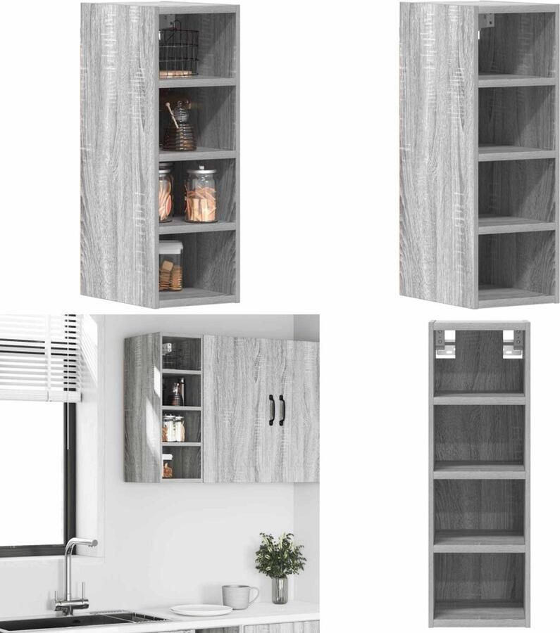 VidaXL Hangkast 20x29 5x60 cm bewerkt hout grijs sonoma eikenkleurig Hangende Kast Hangende Kasten Keukenkast Opbergkast