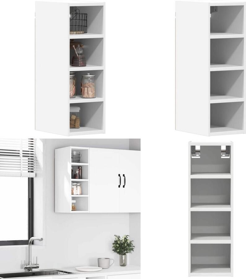 VidaXL Hangkast 20x29 5x60 cm bewerkt hout wit Hangende Kast Hangende Kasten Keukenkast Opbergkast