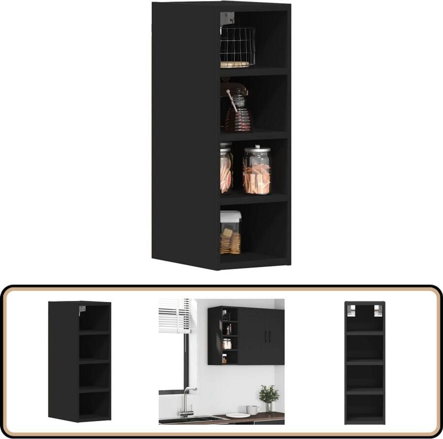 VidaXL Hangkast 20x29 5x60 cm Bewerkt hout Zwart Keuken Kast Hangkast Zwarte Keukenkast Houten Kast Opslagoplossing Keuken