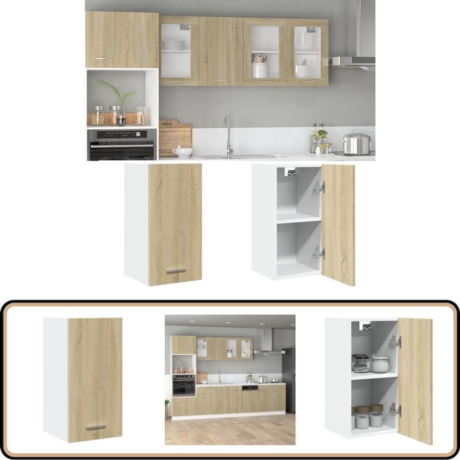 VidaXL Hangkast 29 5x31x60 cm Sonoma eiken Bewerkt hout Keukenhangkast Houten Kast Opslagoplossing Keuken Sonomane Eik Badkamerkast