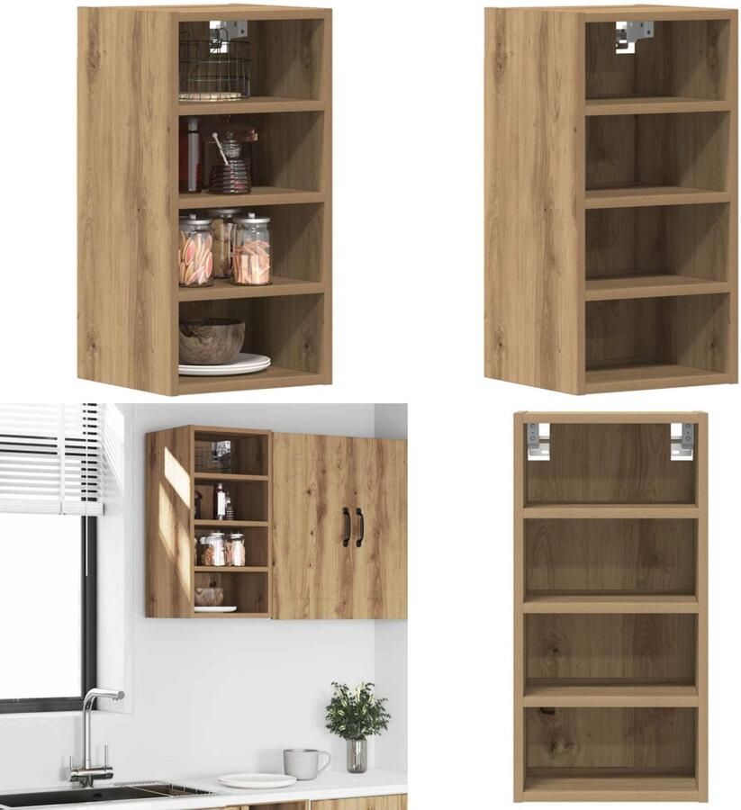 VidaXL Hangkast 30x29 5x60 cm bewerkt hout artisanaal eikenkleur Hangende Kast Hangende Kasten Keukenkast Opbergkast