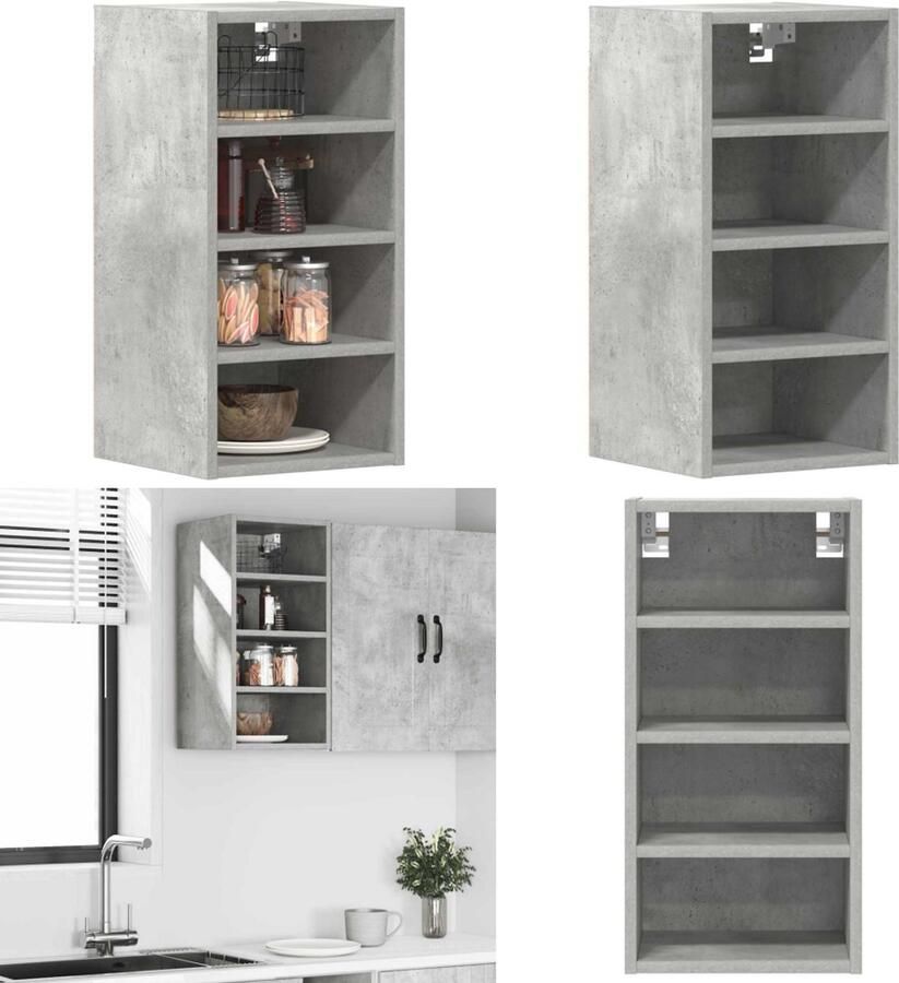 VidaXL Hangkast 30x29 5x60 cm bewerkt hout betongrijs Hangende Kast Hangende Kasten Keukenkast Opbergkast