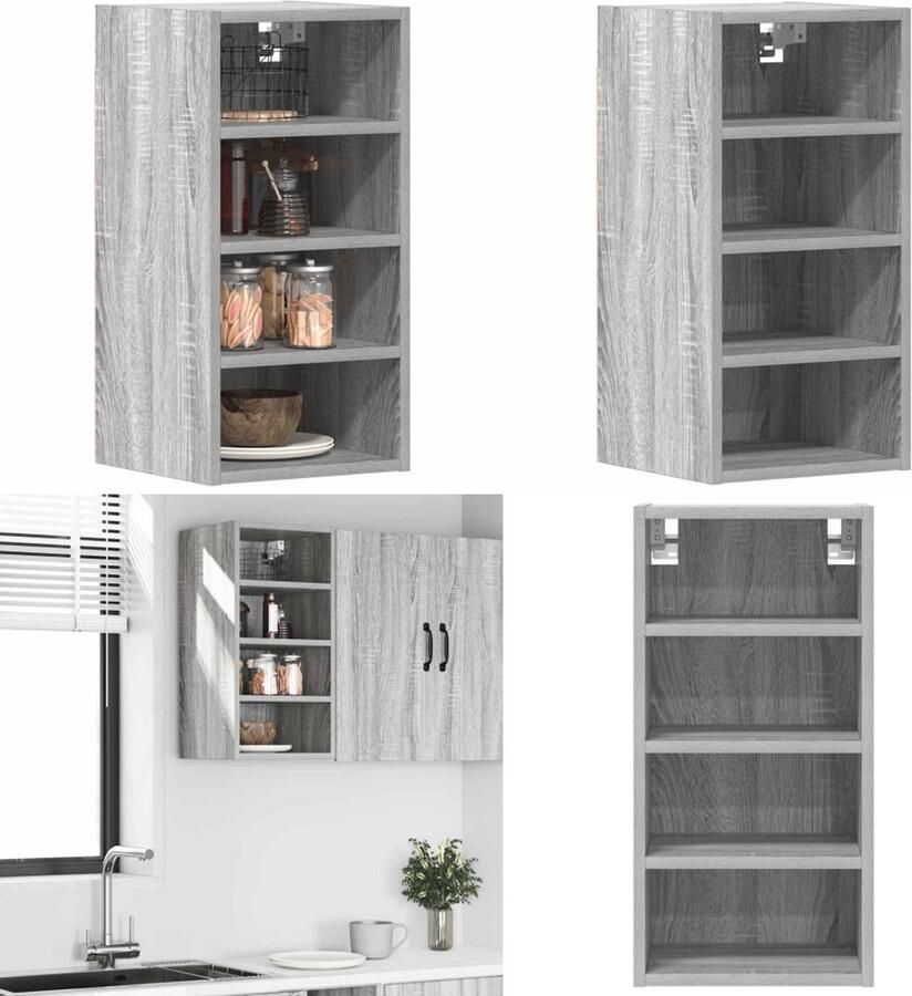 VidaXL Hangkast 30x29 5x60 cm bewerkt hout grijs sonoma eikenkleurig Hangende Kast Hangende Kasten Keukenkast Opbergkast