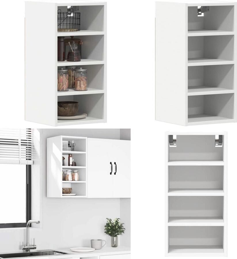 VidaXL Hangkast 30x29 5x60 cm bewerkt hout wit Hangende Kast Hangende Kasten Keukenkast Opbergkast
