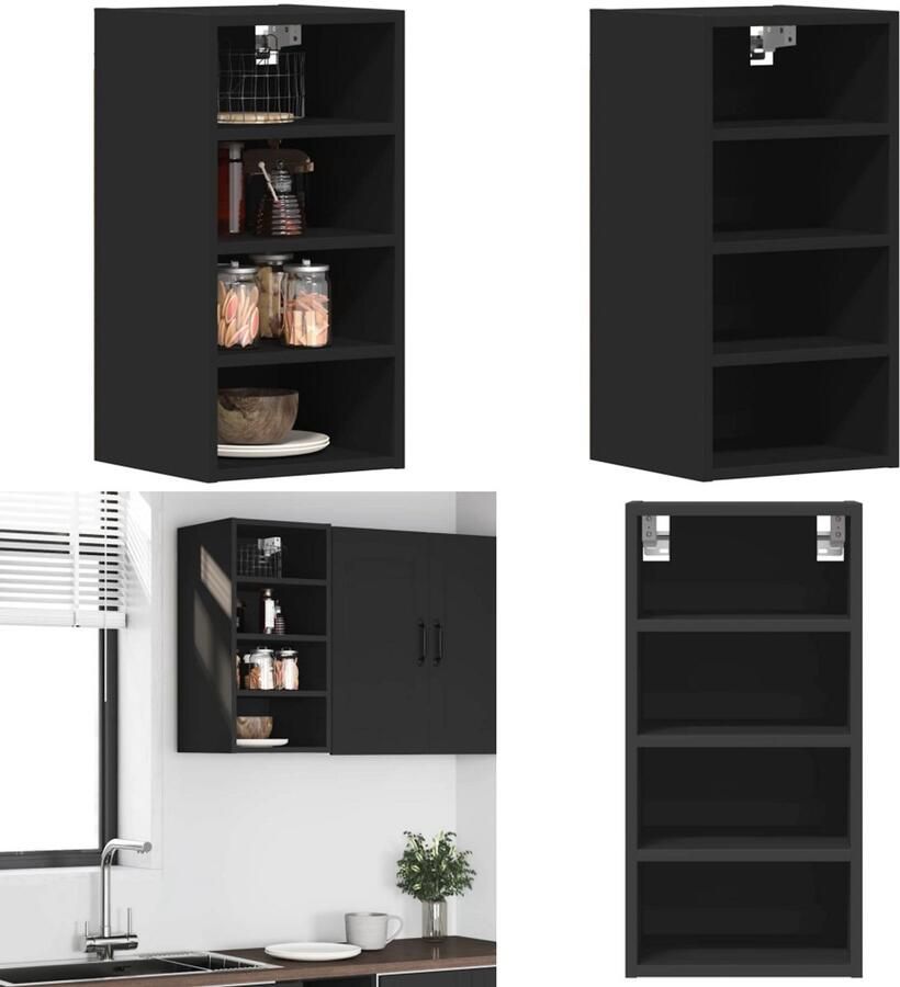 VidaXL Hangkast 30x29 5x60 cm bewerkt hout zwart Hangende Kast Hangende Kasten Keukenkast Opbergkast