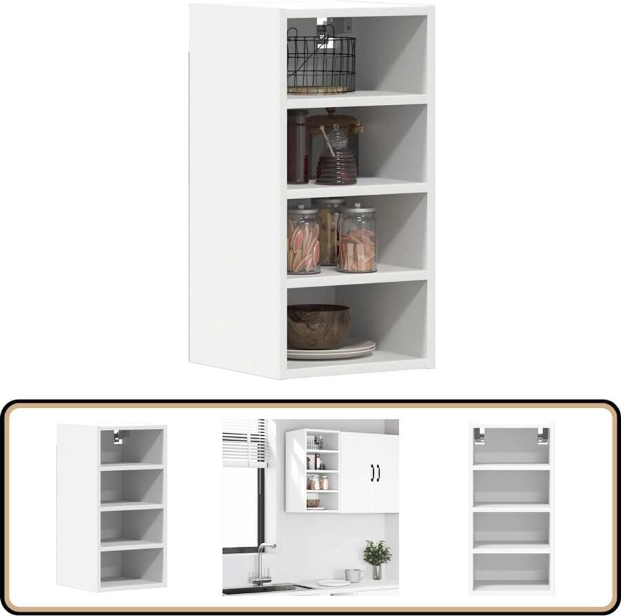 VidaXL Hangkast 30x29 5x60 cm Wit Bewerkt hout Keuken Kast Wandkast Houten Kast Opslagoplossing Keukenuitrusting