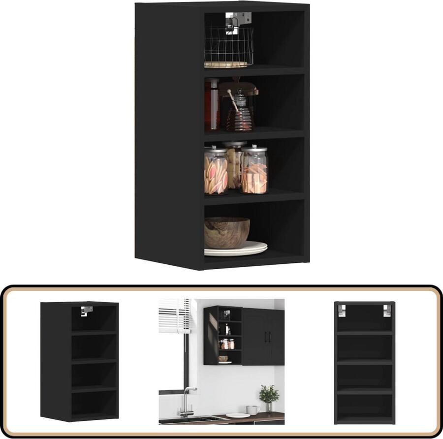 VidaXL Hangkast 30x29 5x60 cm Zwart Bewerkt Hout Wandkast Keukenkast Opbergkast Houten Kast Zwarte Kast