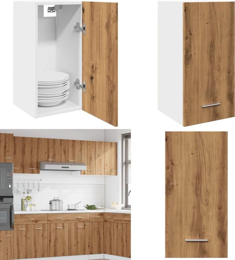 VidaXL Hangkast 30x31x60 cm bewerkt hout artisanaal eikenkleur Hangende Kast Hangende Kasten Keukenkast Opbergkast