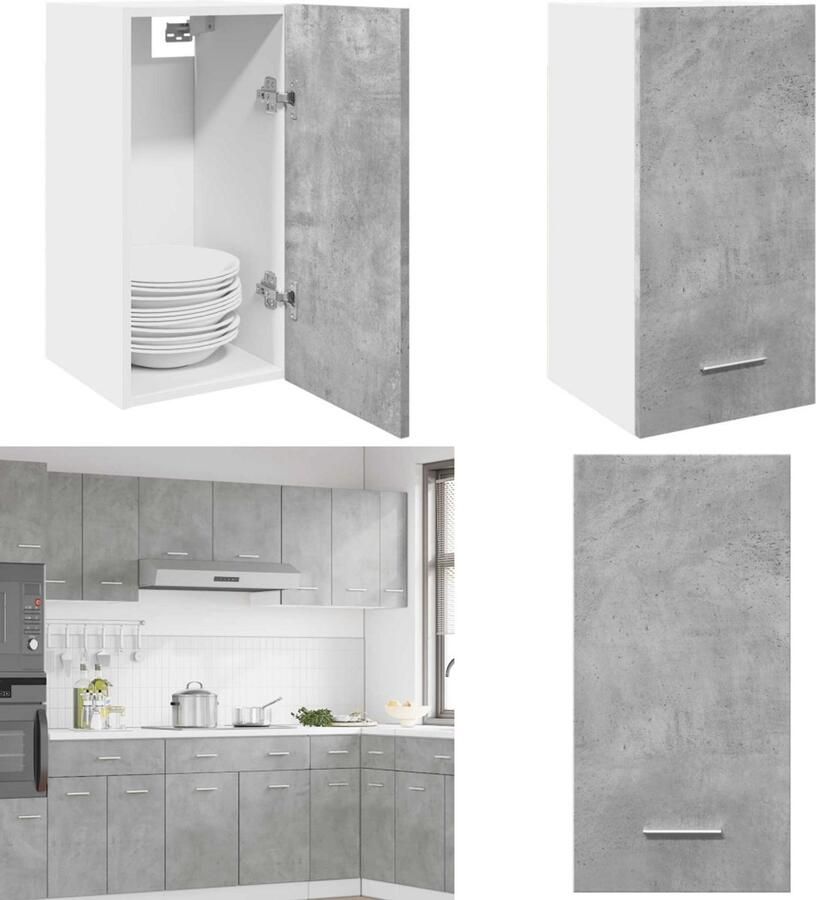 VidaXL Hangkast 30x31x60 cm bewerkt hout betongrijs Hangende Kast Hangende Kasten Keukenkast Opbergkast