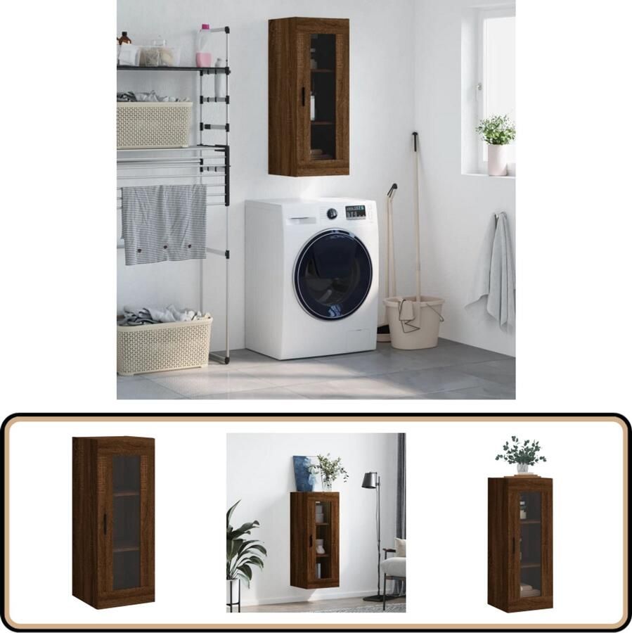 VidaXL Hangkast 34 5x34x90 cm Bruin eikenkleur Zwevende Kast Wandkast Houten Kast Bruine Eiken Kast Opbergkast