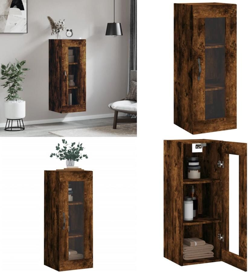 VidaXL Hangkast 34 5x34x90 cm gerookt eikenkleurig Wandkast Wandkasten Hangkast Hangende Kast