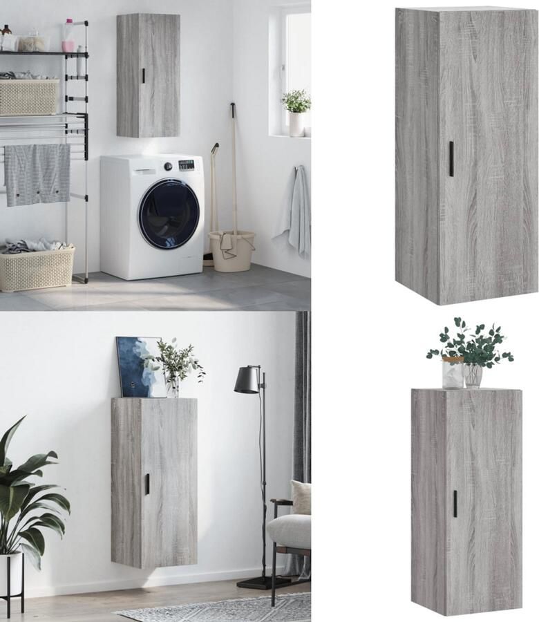 VidaXL Hangkast 34-5x34x90 cm grijs sonoma eikenkleurig Wandkast Wandkasten Hangkast Hangende Kast - Foto 2