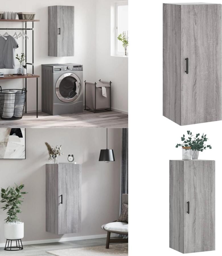 VidaXL Hangkast 34 5x34x90 cm grijs sonoma eikenkleurig Wandkast Wandkasten Hangkast Hangende Kast