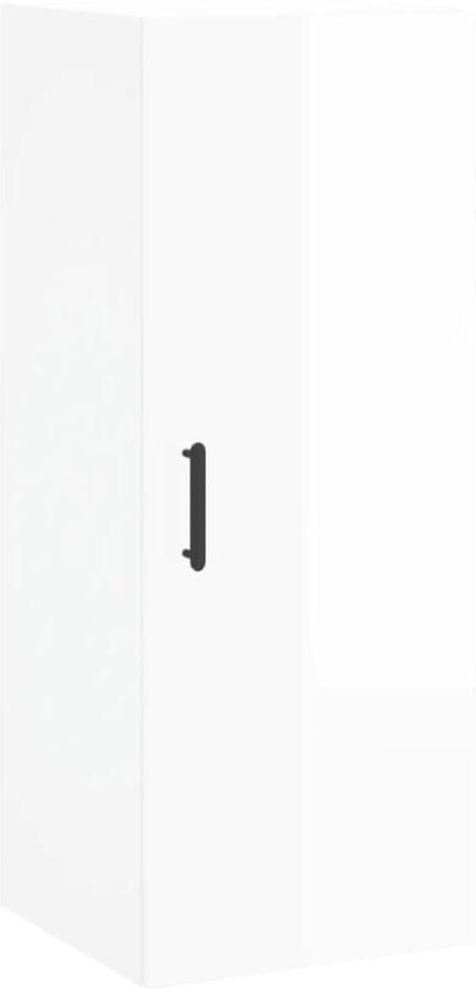 The Living Store Hangkast 34 5x34x90 cm hoogglans wit Wandkast Houtsoort Opbergkast Kastdeur Modern Design - Foto 2